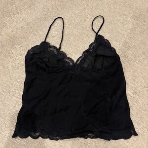 Free People Black Lace Top